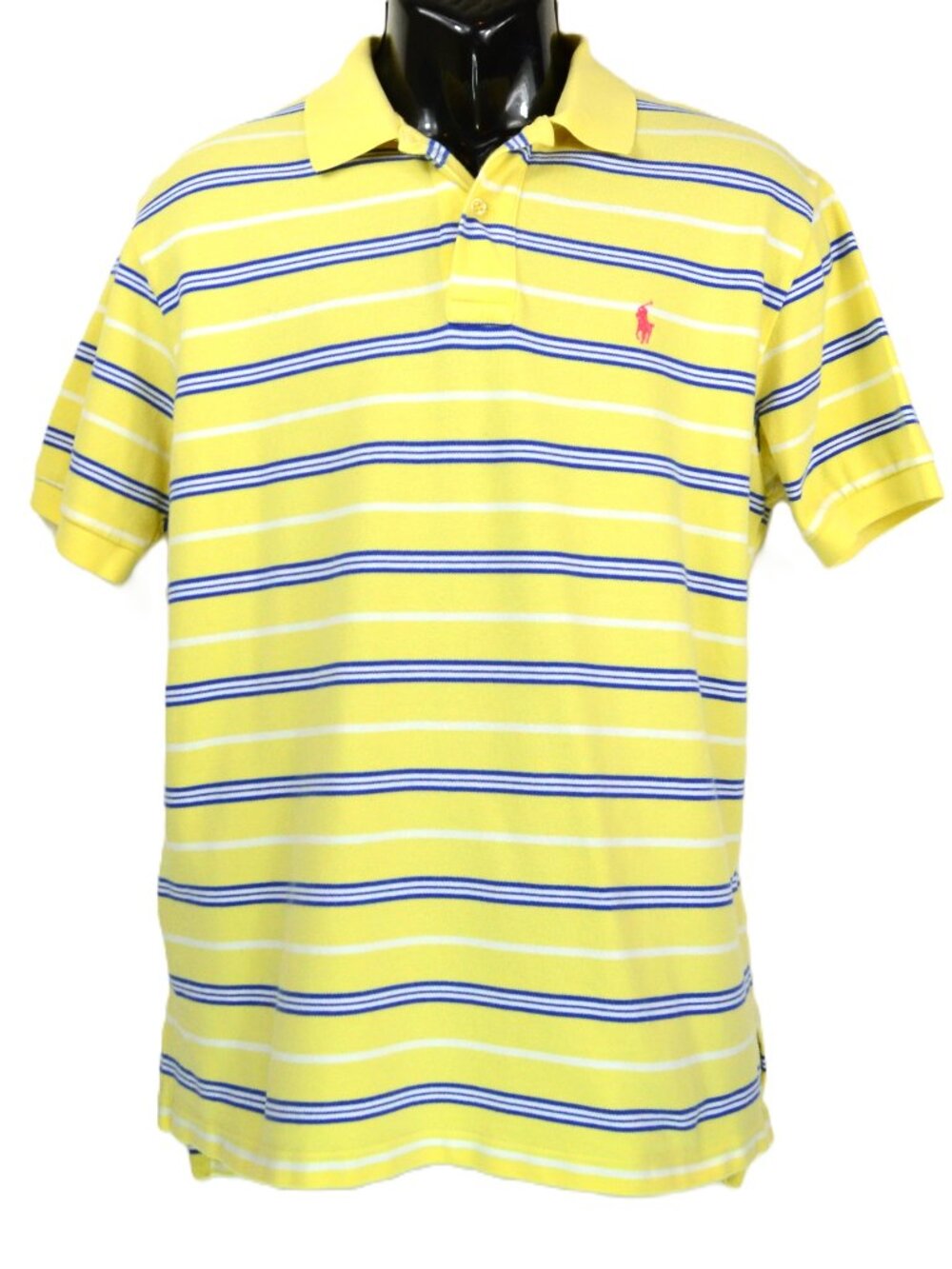 Polo Ralph Lauren Men's Size L Yellow & Blue Striped Cotton Polo Shirt